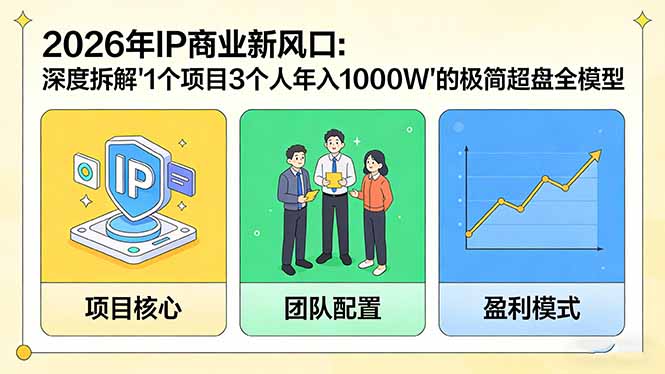 2026年IP商业新风口:深度拆解“1个项目3个人年入1000W”的极简超盘全模型-创业资源网 | 精品设计与工具分享平台