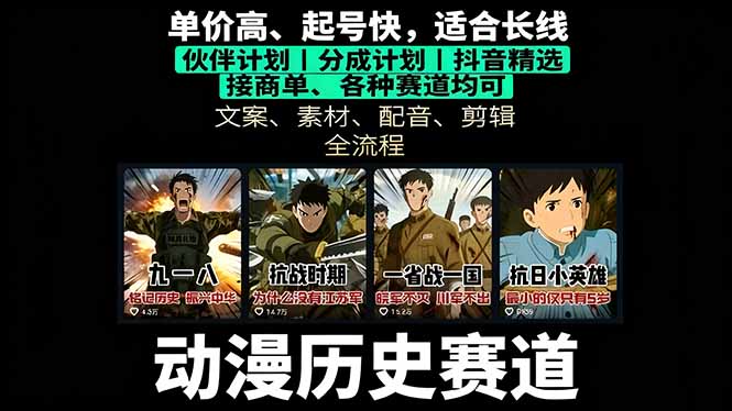 历史动漫赛道撸分成：起号、文案、素材、配音、剪辑，单视频收益破万-创业资源网 | 精品设计与工具分享平台