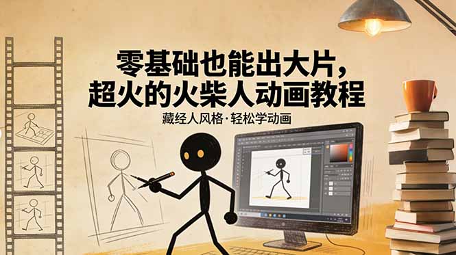 零基础也能出大片,超火的火柴人动画教程(藏经人风格)-创业资源网 | 精品设计与工具分享平台