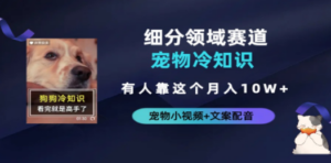 不起眼的抖音细分赛道-宠物冷知识,一段宠物视频配文案,有人靠这个月入10w-创业资源网 | 精品设计与工具分享平台