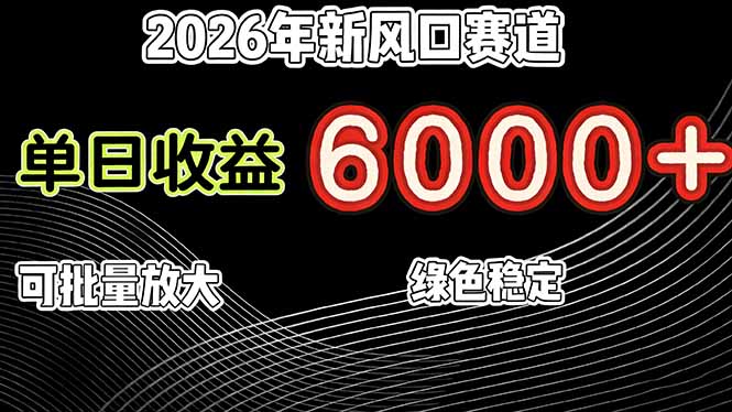 2026年新风口赛道，当日6000+以上，可批量放大，月收入20万+，长期绿色稳定的项目-创业资源网 | 精品设计与工具分享平台