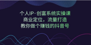 个人IP·创富系统实操课：商业定位，流量打造，教你做个赚钱的抖音号-创业资源网 | 精品设计与工具分享平台