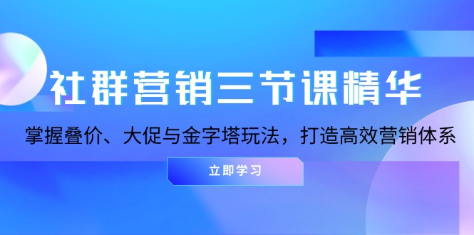 社群营销三节课精华：掌握叠价、大促与金字塔玩法，打造高效营销体系-创业资源网 | 精品设计与工具分享平台