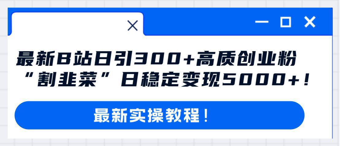 哔哩哔哩(B站)引流高质量创业粉教程:日引300+,“割韭菜”日稳定变现5000+! 哔哩哔哩(B站)引流高质量创业粉教程:日引300+,“割韭菜”日稳定变现5000+!