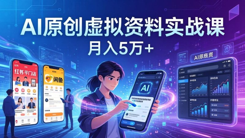 AI原创虚拟资料实战课：2026新机会，小红书闲鱼开店，普通人用AI轻松变现，月入5万+-创业资源网 | 精品设计与工具分享平台