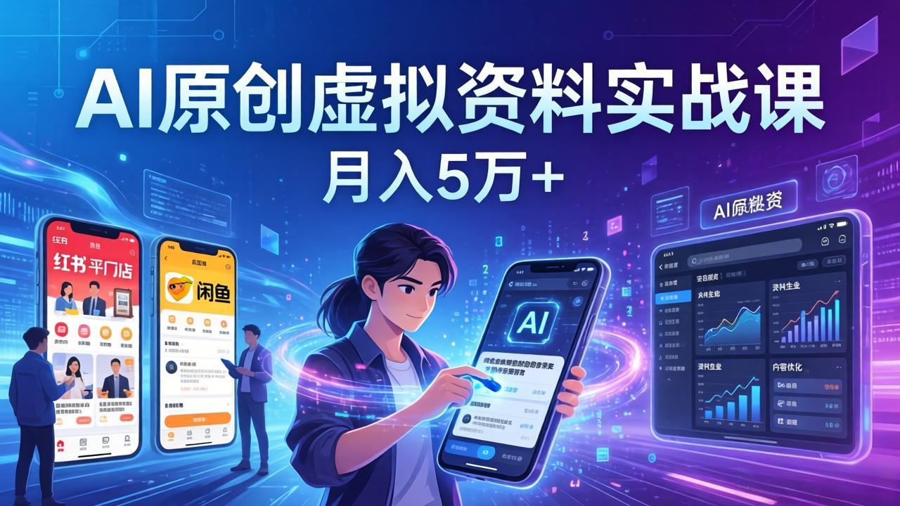 AI原创虚拟资料实战课:2026新机会,小红书闲鱼开店,普通人用AI轻松变现,月入5万+ AI原创虚拟资料实战课:2026新机会,小红书闲鱼开店,普通人用AI轻松变现,月入5万+