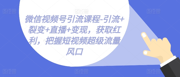 微信视频号引流课程-引流+裂变+直播+变现，获取红利，把握短视频超级流量风口-创业资源网 | 精品设计与工具分享平台