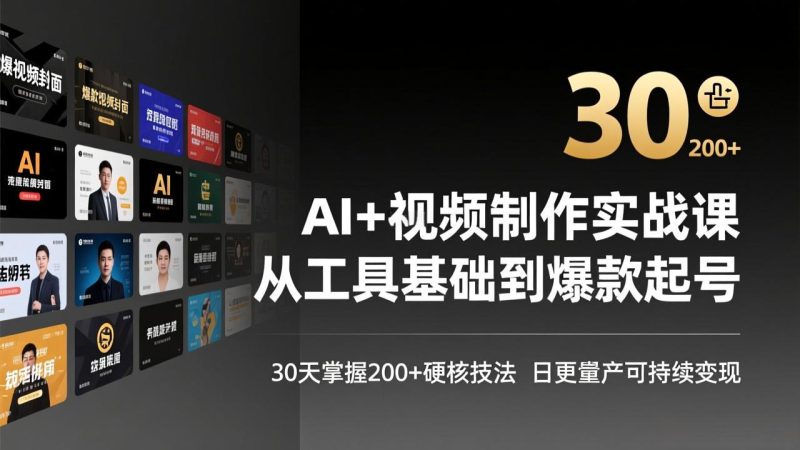 AI+视频制作实战班-3月更新：从工具基础到爆款起号，30天掌握200+硬核技法，日更量产可持续变现-创业资源网 | 精品设计与工具分享平台