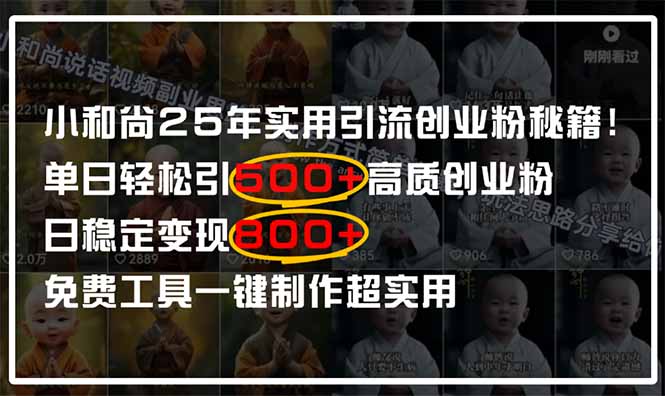 小和尚2025年实用引流秘籍！单日轻松引500+高质量创业粉，日变现800+，…-创业资源网 | 精品设计与工具分享平台