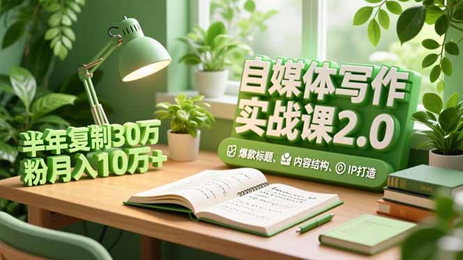 自媒体写作实战课2.0，爆款标题、内容结构、IP打造，半年复制30万粉月入10万+-创业资源网 | 精品设计与工具分享平台