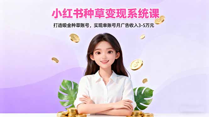小红书种草变现系统课：打造吸金种草账号，实现单账号月广告收入3-5万元-创业资源网 | 精品设计与工具分享平台