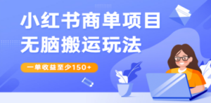 小红书商单项目无脑搬运玩法，一单收益至少150+-创业资源网 | 精品设计与工具分享平台
