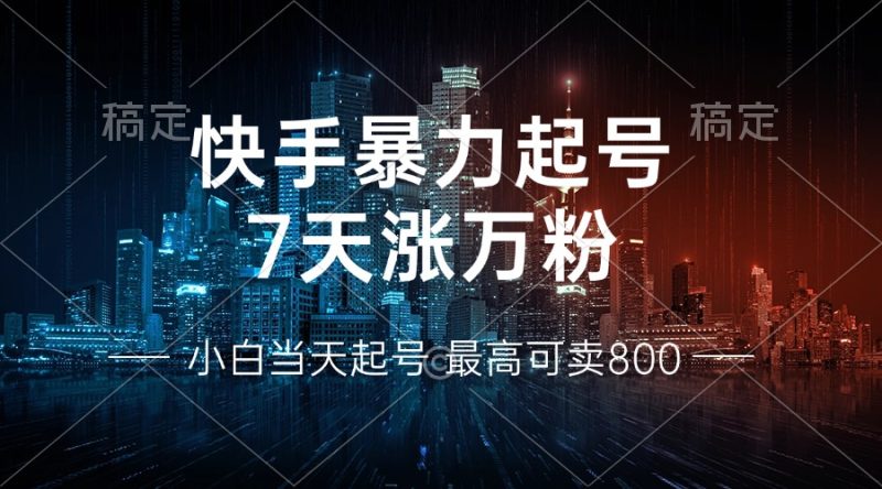 快手暴力起号,7天涨万粉,小白当天起号 多种变现方式,账号回收,单月…-创业资源网 | 精品设计与工具分享平台
