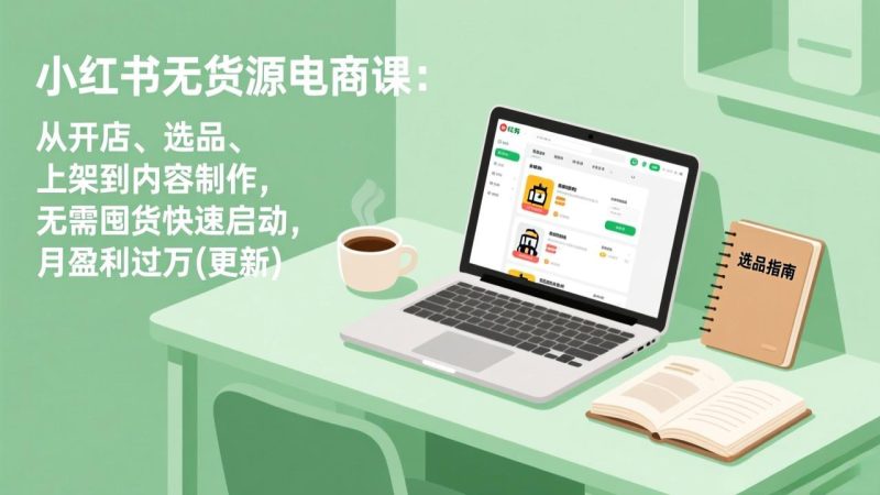 小红书无货源电商课(3月更新):从开店、选品、上架到内容制作,无需囤货快速启动,月盈利过万-创业资源网 | 精品设计与工具分享平台