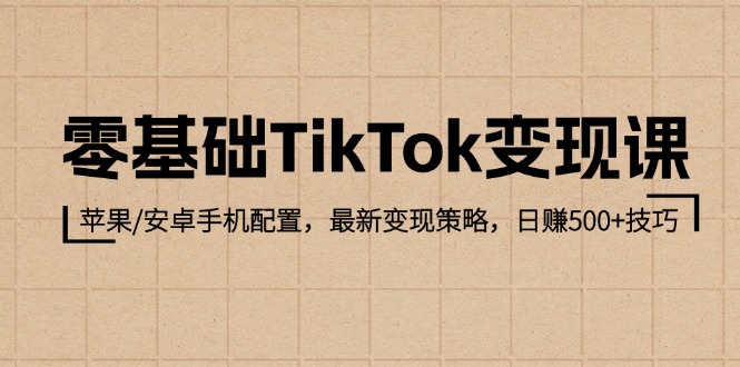 零基础TikTok变现课：苹果/安卓手机配置，最新变现策略，日赚500+技巧-创业资源网 | 精品设计与工具分享平台