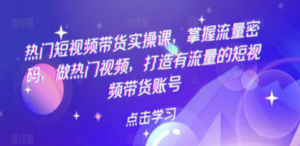 热门短视频带货实战 掌握流量密码 做热门视频 打造有流量的短视频带货账号-创业资源网 | 精品设计与工具分享平台