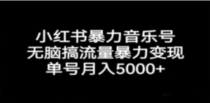小红书暴力音乐号，无脑搞流量暴力变现，单号月入5000+-创业资源网 | 精品设计与工具分享平台