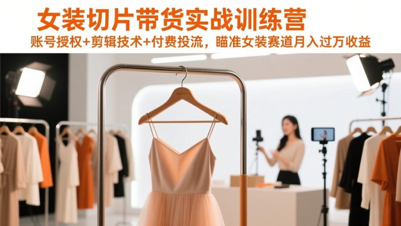 女装切片带货实战训练营，账号授权+剪辑技术+付费投流，瞄准女装赛道月入过万收益-创业资源网 | 精品设计与工具分享平台
