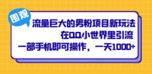 流量巨大的男粉项目新玩法，在QQ小世界里引流 一部手机即可操作，一天1000+-创业资源网 | 精品设计与工具分享平台