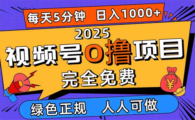 2025视频号0撸项目，5分钟一个号，日入1000+，人人可做-创业资源网 | 精品设计与工具分享平台