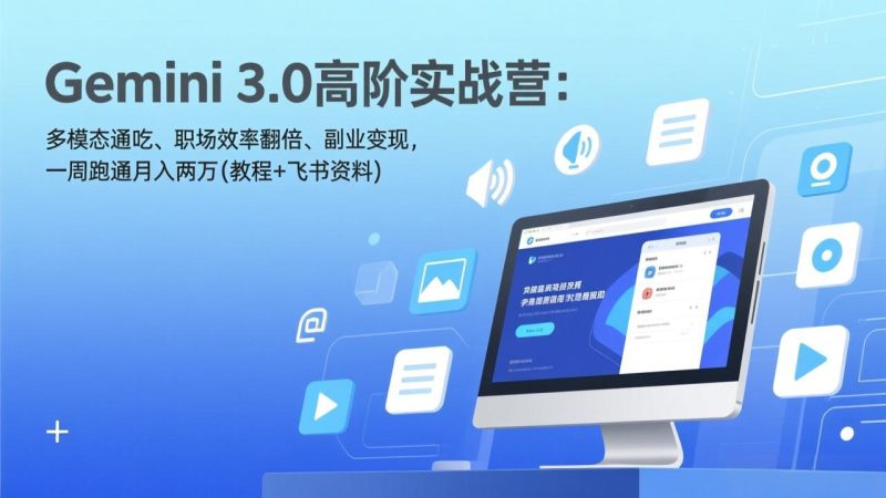 Gemini 3.0高阶实战营：多模态通吃、职场效率翻倍、副业变现，一周跑通月入两万(教程+飞书资料)-创业资源网 | 精品设计与工具分享平台