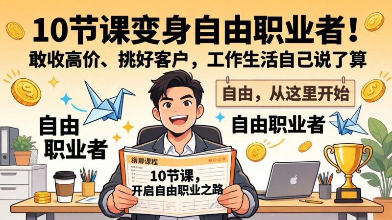 10 节课变身自由职业者!敢收高价、挑好客户,工作生活自己说了算-创业资源网 | 精品设计与工具分享平台