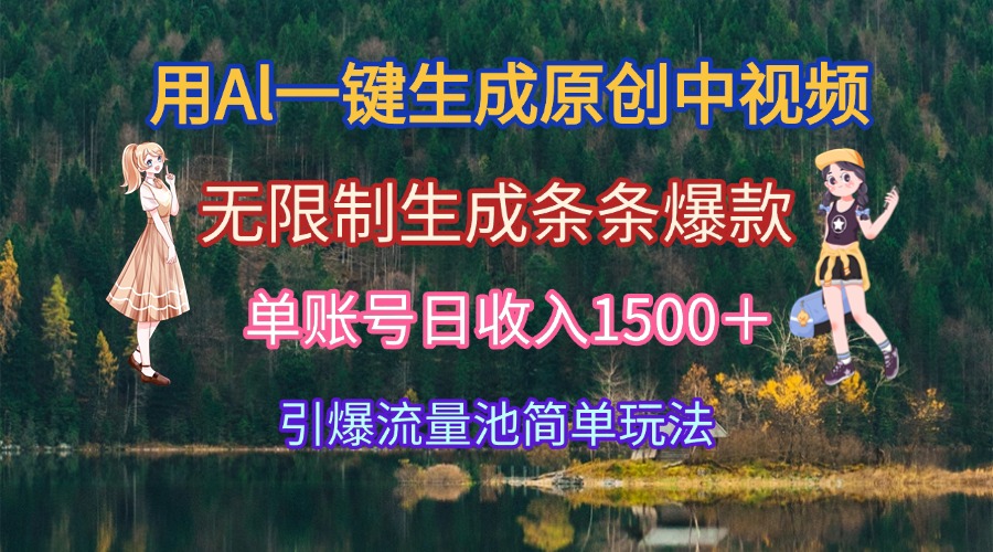 用Al一键生成原创中视频,无限制生成条条爆款,单账号日收入1500+引爆... 用Al一键生成原创中视频,无限制生成条条爆款,单账号日收入1500+引爆...
