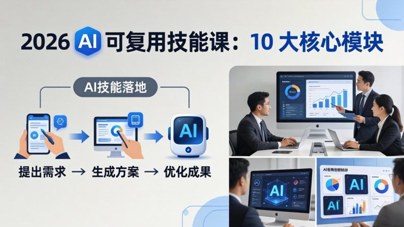 2026AI可复用技能-4月新课:10大核心模块,手把手教你把AI用进工作、产出成果-创业资源网 | 精品设计与工具分享平台