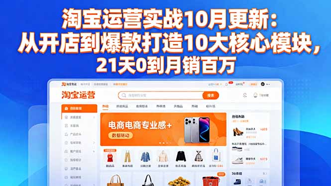 淘宝运营实战10月更新：从开店到爆款打造10大核心模块，21天0到月销百万-创业资源网 | 精品设计与工具分享平台