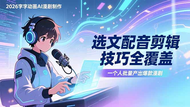 2026字字动画AI漫剧制作-1期,选文配音剪辑技巧全覆盖,一个人就能批量产出爆款漫剧-创业资源网 | 精品设计与工具分享平台