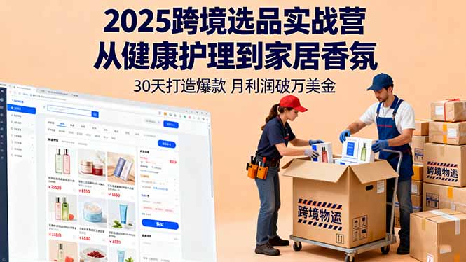 2025跨境选品实战营：从健康护理到家居香氛，30天打造爆款,月利润破万美金-创业资源网 | 精品设计与工具分享平台