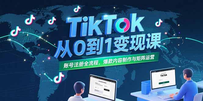 TikTok从0到1变现课，账号注册全流程，爆款内容制作与矩阵运营-创业资源网 | 精品设计与工具分享平台