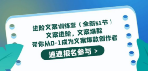 进阶文案训练营(全新51节)文案爆款,带你从0-1成为文案爆款创作者-创业资源网 | 精品设计与工具分享平台