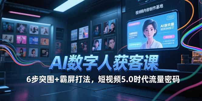 AI数字人获客课,6步突围+霸屏打法,短视频5.0时代流量密码 AI数字人获客课,6步突围+霸屏打法,短视频5.0时代流量密码