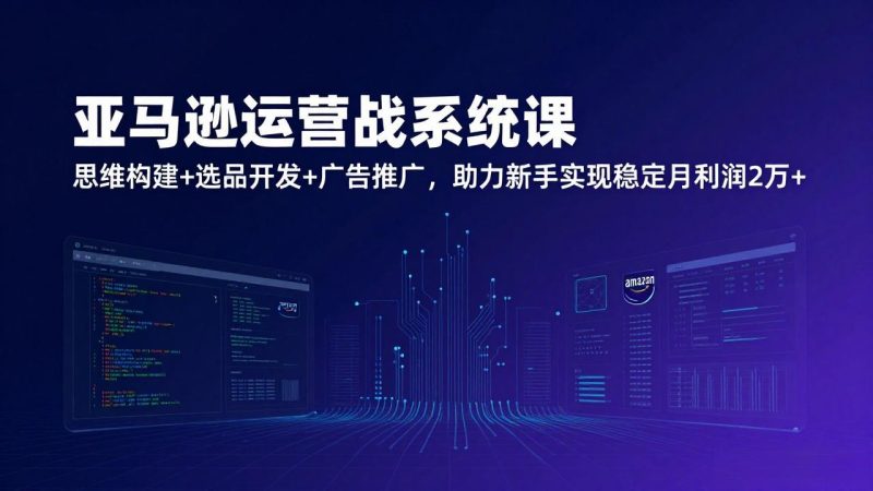 亚马逊运营实战系统课,思维构建+选品开发+广告推广,助力新手实现稳定月利润2万+(更新)-创业资源网 | 精品设计与工具分享平台