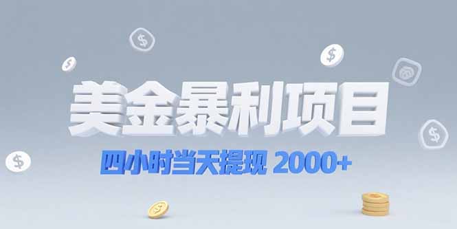 美金暴利项目，四小时当天提现 2000+机会留给会选赛道的人-创业资源网 | 精品设计与工具分享平台