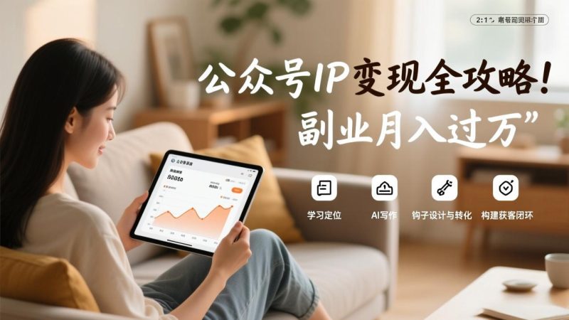 公众号IP变现全攻略，学习定位、AI写作、钩子设计与转化，构建获客闭环，副业月入过万-创业资源网 | 精品设计与工具分享平台