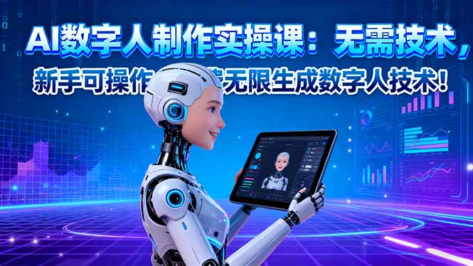 AI数字人制作实操课：无需技术，新手可操作，免费无限生成数字人技术！-创业资源网 | 精品设计与工具分享平台