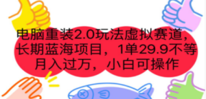 电脑重装2.0玩法虚拟赛道,长期蓝海项目 一单29.9不等 月入过万 小白可操作-创业资源网 | 精品设计与工具分享平台