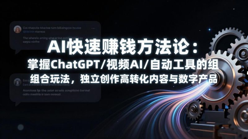 AI快速赚钱方法论：掌握ChatGPT/视频AI/自动化工具的组合玩法，独立创作高转化内容与数字产品-创业资源网 | 精品设计与工具分享平台