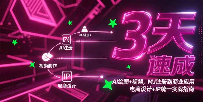 3天速成AI绘图+视频，MJ注册到商业应用，电商设计+IP统一实战指南-创业资源网 | 精品设计与工具分享平台