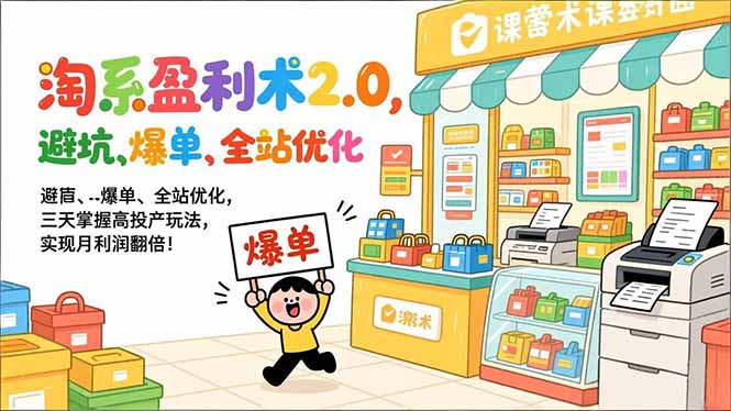 淘系盈利术2.0，避坑、爆单、全站优化，三天掌握高投产玩法，实现月利润翻倍！-创业资源网 | 精品设计与工具分享平台