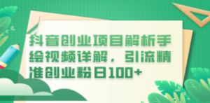 抖音创业项目解析手绘视频详解，引流精准创业粉日100+-创业资源网 | 精品设计与工具分享平台