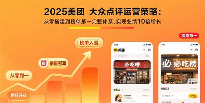 2025美团 大众点评运营策略:从零搭建到榜单第一完整体系,实现业绩10倍增长-创业资源网 | 精品设计与工具分享平台