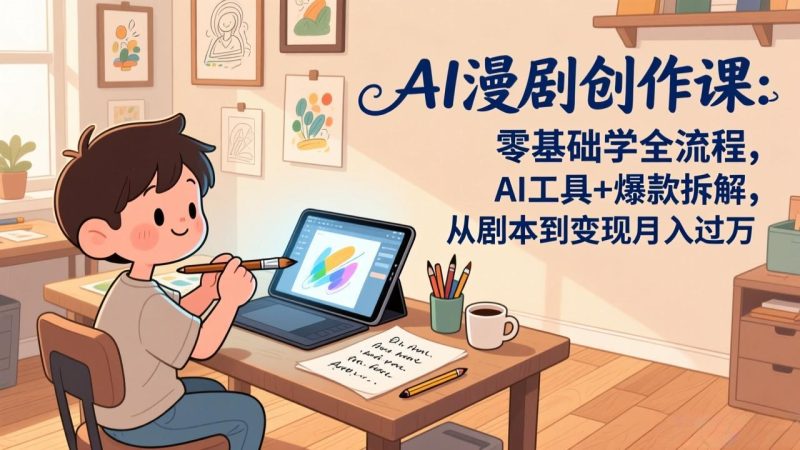 AI漫剧创作课:零基础学全流程,AI工具+爆款拆解,从剧本到变现月入过万-创业资源网 | 精品设计与工具分享平台