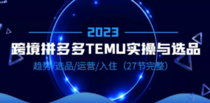 2023跨境·拼多多·TEMU实操与选品，趋势·选品·运营·入住（27节完整）-创业资源网 | 精品设计与工具分享平台
