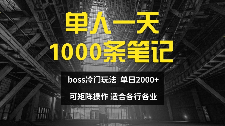 单人一天1000条笔记，日入2000+，BOSS直聘的正确玩法【揭秘】-创业资源网 | 精品设计与工具分享平台