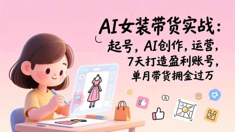 AI女装带货实战班（完结）：起号，AI创作，运营，7天打造盈利账号，单月带货佣金过万-创业资源网 | 精品设计与工具分享平台