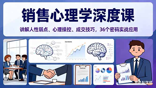 销售心理学深度课,讲解人性弱点、心理操控、成交技巧,36个密码实战应用 销售心理学深度课,讲解人性弱点、心理操控、成交技巧,36个密码实战应用
