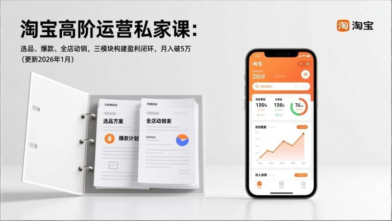 淘宝高阶运营私家课：选品、爆款、全店动销，三模块构建盈利闭环，月入破5万（更新26年1月）-创业资源网 | 精品设计与工具分享平台